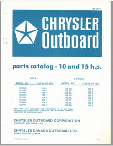 1977 Chrysler 10 & 15HP 102HD 103HD 108HA 109HA 152HC 153HC 158HA Parts Catalog