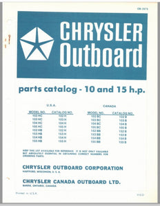 1976 Chrysler 10 & 15HP 102HC 103HC 104HC 105HC 152HB 153HB 154HB Parts Catalog