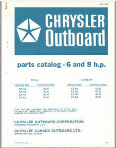 1976 Chrysler 6 & 8 HP 62HG 63HG 82HG 83HG 62BG 63BG 82BG 83BG Parts Catalog