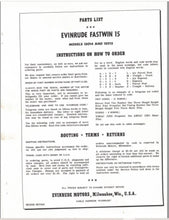 1955 Evinrude Fastwin 15 HP 15014 15015 Parts Catalog