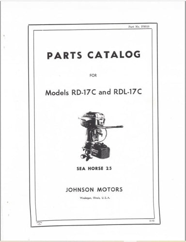 1955 Johnson 25 HP RD-17C RDL-17C Parts Catalog