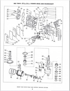 1954 Evinrude Big Twin 25 HP 25014 25015 Parts Catalog