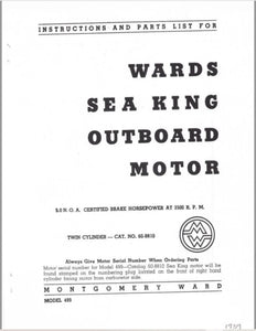 1939 Wards Sea King 5 HP Model 499 Owner's Guide/Parts Catalog