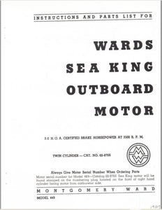 1939 Wards Sea King 3 HP Model 449 Owner's Guide/Parts Catalog