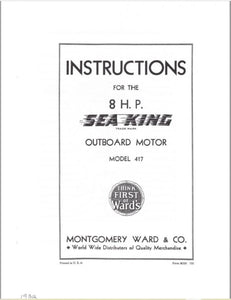 1932 Wards Sea King 8 HP Model 417 Owner's Guide/Parts Catalog