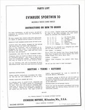 1960 Evinrude 40 HP 10022 10023 Parts Catalog