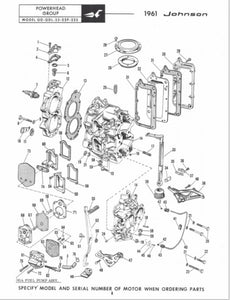 1961 Johnson 10 HP QD-22 QDL-22 QD-22F-QDL-22 QD-22S QDL-22S Parts Catalog