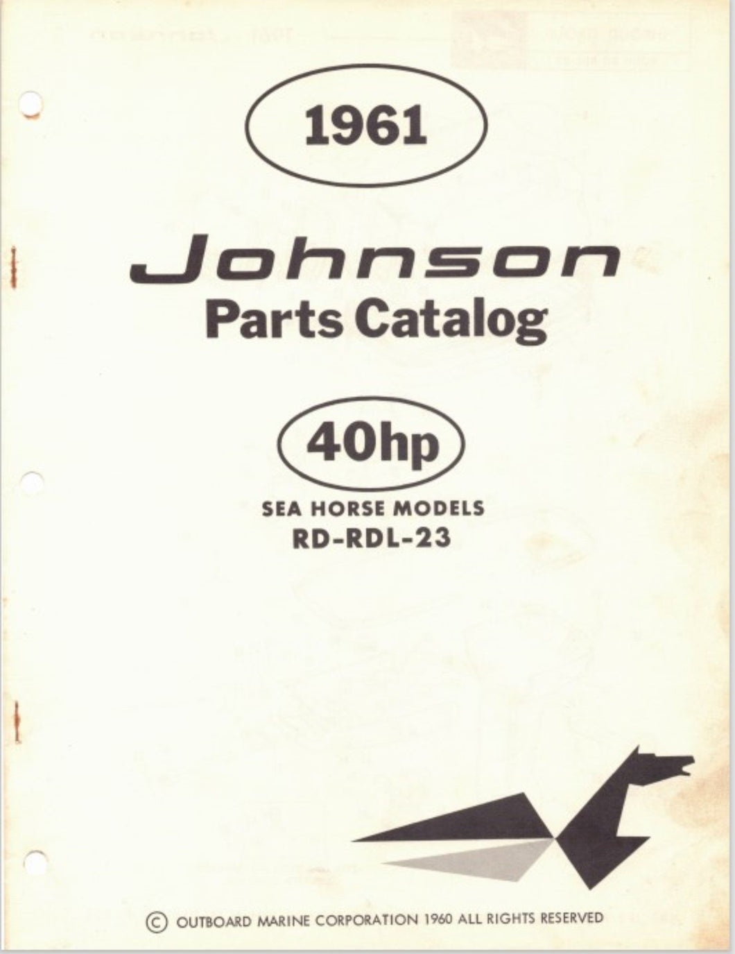 1961 Johnson 40HP RD-23 RDSL-23 Parts Catalog