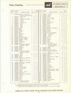 1961 Johnson 40HP RD-23 RDSL-23 Parts Catalog