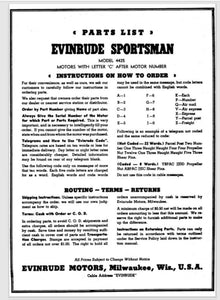 1948 Evinrude 1-1/4 HP Sportsman 4425 Parts List/Catalog