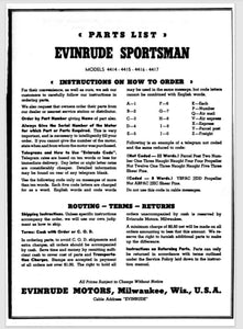 1947 Evinrude 2HP Sportsman 4414 4415 4416 4417 Parts Catalog