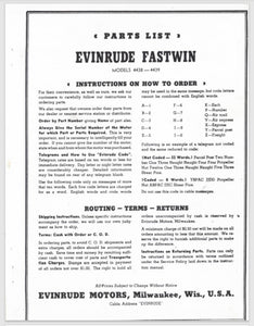 1950 Evinrude 14 HP Fastwin 4438 4439 Parts Catalog