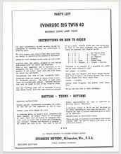 1960 Evinrude 40 HP Big Twin 40 35018 35019 Parts Catalog