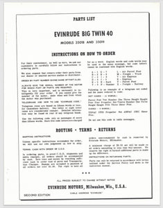 1960 Evinrude 40 HP Big Twin 40 35018 35019 Parts Catalog