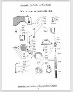 1938-1948 Johnson 9.3 9.8HP KA-38 KA-39 KA-10 KS-15 KD-15 Parts Catalog