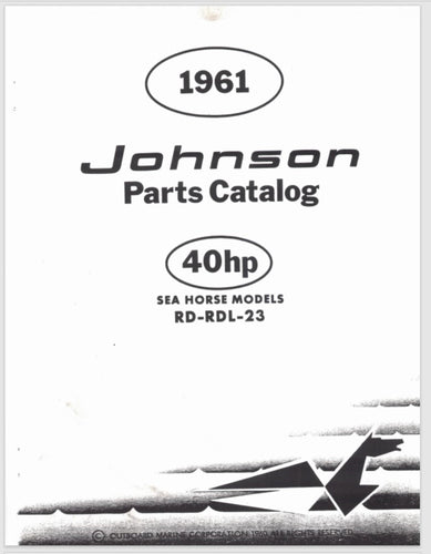 1961 Johnson 40 HP RD-23 RDL-23 Parts Catalog