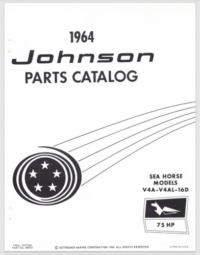 1964 Johnson 75 HP V4A-16D V4AL-16D Parts Catalog