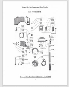 1934-1937 Johnson 9.2-9.3 HP K-75 K-80 KA-37 Parts Catalog