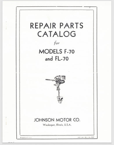 1934 Johnson 3.3 HP F-70 FL-70 Parts Catalog