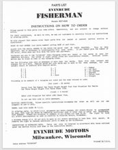 1937 Evinrude 1.6 HP Fisherman 4207 4208 Parts Catalog