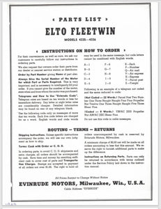 1939-1941 Evinrude Elto 8.5 HP Fleetwin 4335 4336 Parts Catalog