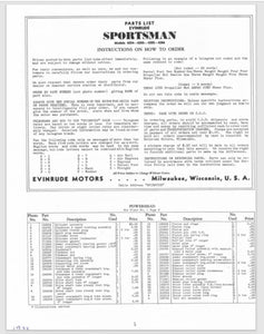 1938 Evinrude Sportsman 4254 4255 4285 4286 Parts Catalog