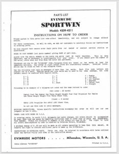 1937 Evinrude Sportwin 4209 4211 Parts Catalog