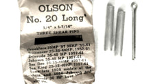 Olson # 20 Long Shear Pins 1/4 x 1 7/16" - Pkg of 2 Shear Pins & 1 Cotter Pin