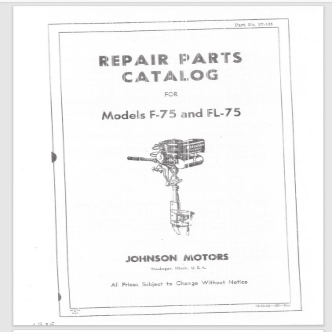 1935 Johnson 3.3 HP F-75 FL-75 Parts Catalog