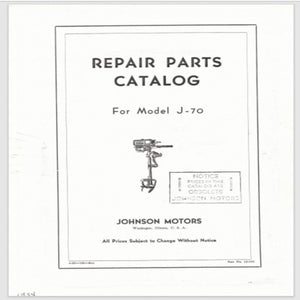 1934 Johnson 1.4HP Model J-70 Parts Catalog