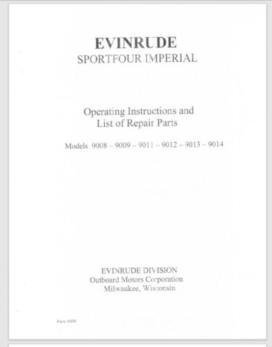 1935 Evinrude SportFour Imperial 9008 9009 9011 9012 9013 9014 Parts Catalog