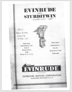 1932 Evinrude 8 HP Sturditwin 420 430 Parts Catalog