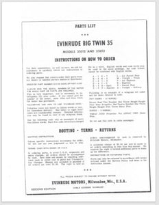 1958 Evinrude Big Twin 35 HP 35012 35013 Parts Catalog