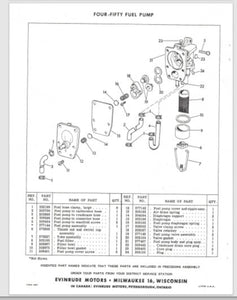 1958 Evinrude 50HP Four-Fifty 50012 50013 Parts Catalog