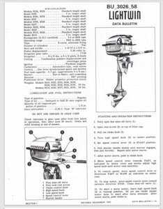 1958 Evinrude 3HP 3034 3036 3035 3030 3032 3031 3026 3028 3027 Data Bulletin