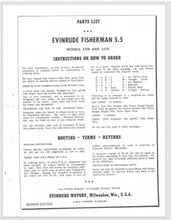 1959 Evinrude 5.5 HP Fisherman 5518 5519 Parts Catalog