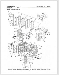 1959 Johnson 50 HP V4S-11 V4SL-11 V4S-11B V4S-11B Parts Catalog