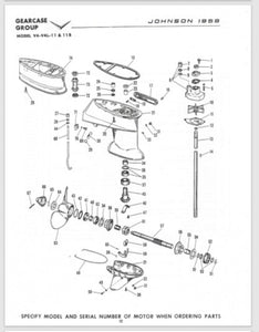 1959 Johnson 50HP V4-11 V4-11B V4L-11 V4L-11B Parts Catalog