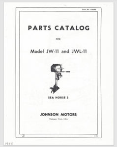 1955 Johnson 3HP Sea Horse JW-11 JWL-11 Parts Catalog