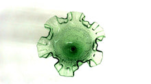Fenton? Green Glass Stars & Vines Ruffled Compote (TR)