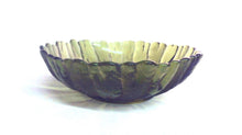Vintage 10 1/2" Green Glass Bowl Hobnail Base with Petal/Scallop Rim (TR)