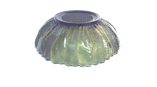 Vintage 10 1/2" Green Glass Bowl Hobnail Base with Petal/Scallop Rim (TR)