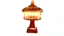 Jeanette Amberina Glass Footed Square Candy Dish/Compote w/Lid Orange Red (TR)