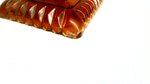 Jeanette Amberina Glass Footed Square Candy Dish/Compote w/Lid Orange Red (TR)