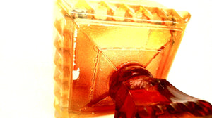 Jeanette Amberina Glass Footed Square Candy Dish/Compote w/Lid Orange Red (TR)