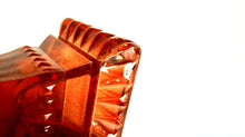 Jeanette Amberina Glass Footed Square Candy Dish/Compote w/Lid Orange Red (TR)