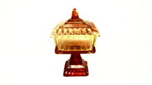 Small Jeanette Amberina Glass Footed Square Candy Dish w/Lid Orange Yellow (TR)
