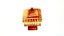 Small Jeanette Amberina Glass Footed Square Candy Dish w/Lid Orange Yellow (TR)