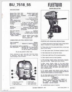 1955 Evinrude 7.5 HP 7518 7516 7514 7519 7515 Data Bulletin BU_7518_55