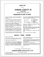 1958 Evinrude 50HP Starflite Electric 50514 50515 Parts Catalog